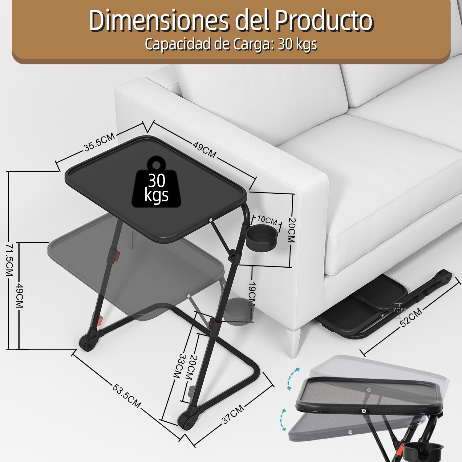 Foto 2 | Escritorio Plegable Furniturer Baseline Negro