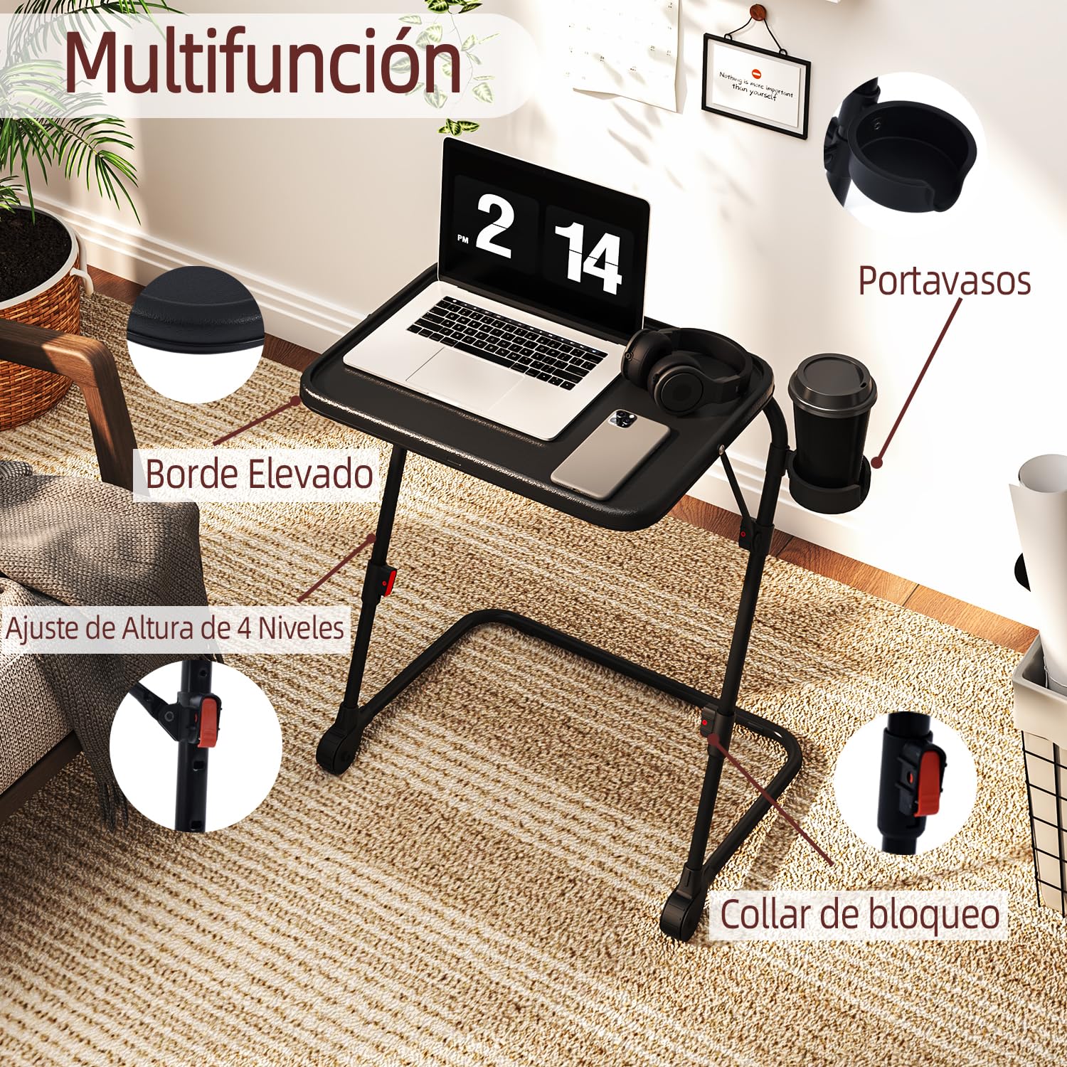 Foto 9 pulgar | Escritorio Plegable Furniturer Baseline Negro