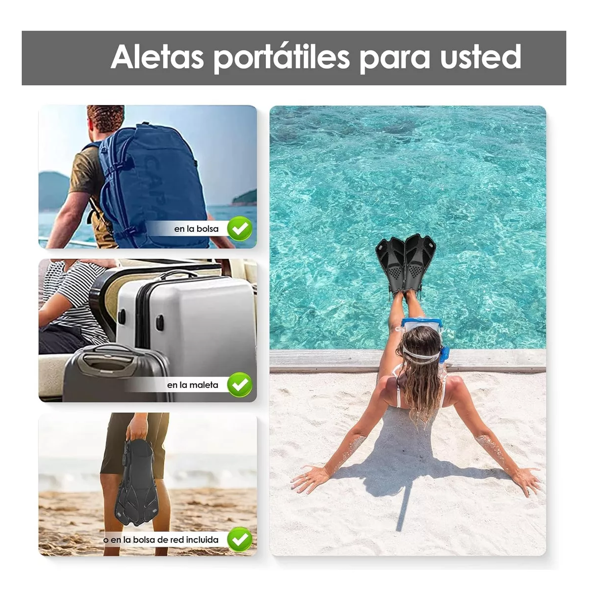 Foto 4 pulgar | Aletas de Natación Abierto Aditamento para Esnórquel Talla M Eo Safe Imports ESI-16257-1 Negro