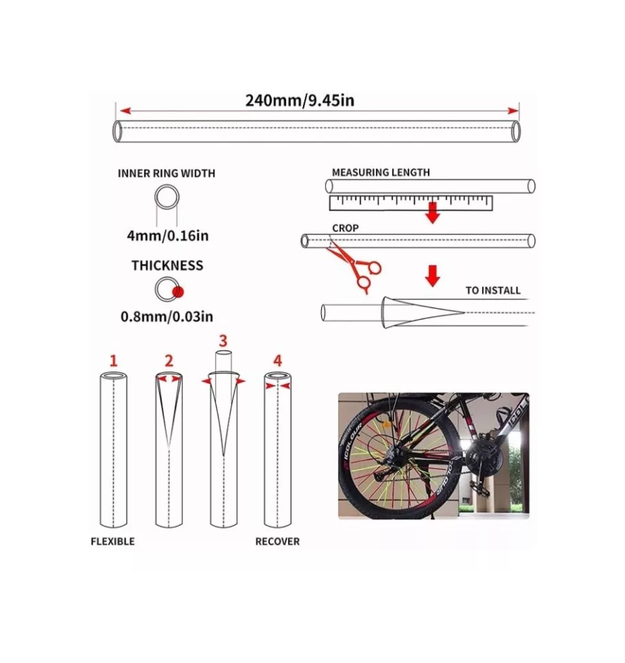 Foto 4 pulgar | Popotes para Rayos de Rines de Moto o Bicicleta Lab.G Negros 72 Piezas