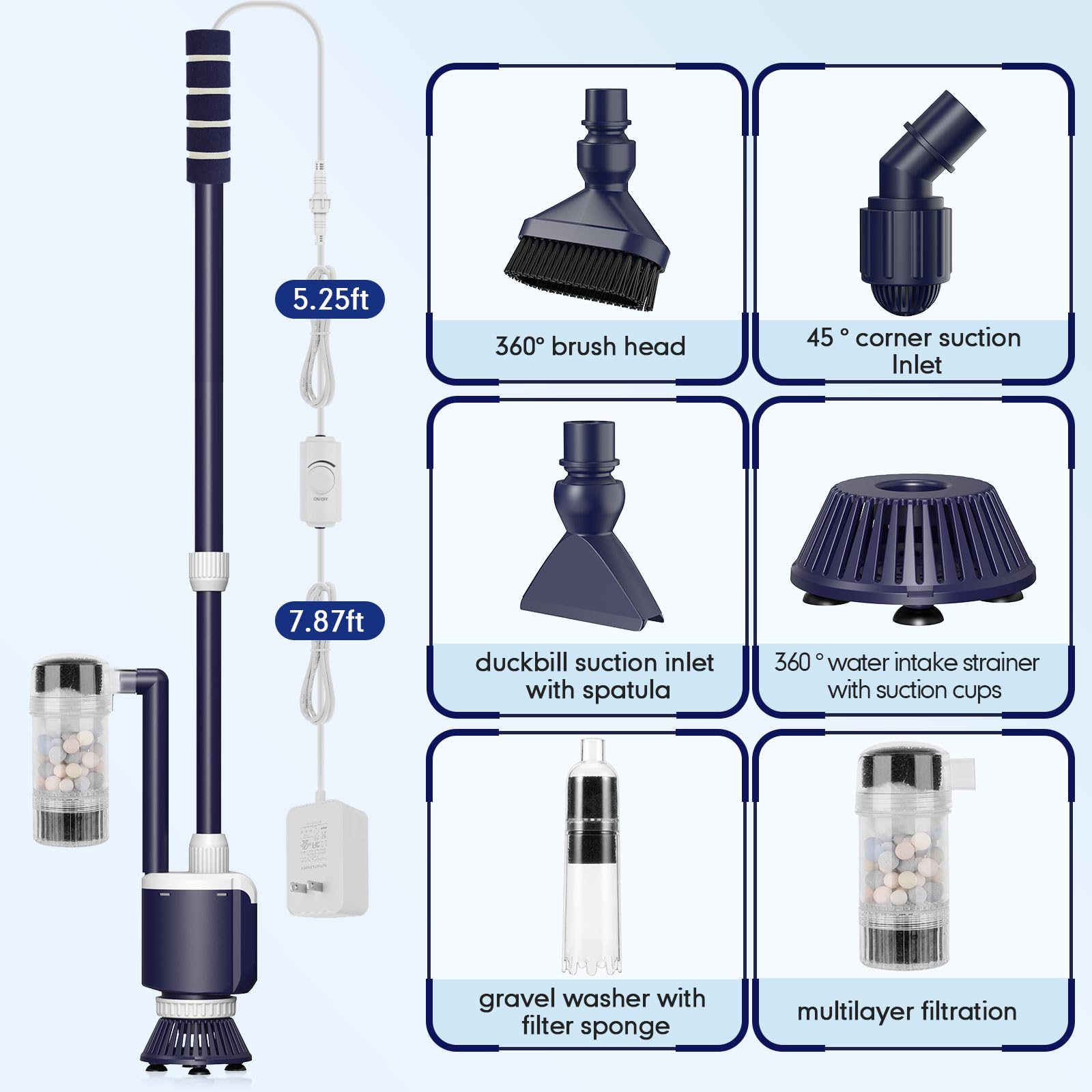 Foto 8 pulgar | Limpiador De Peceras Aqqa Dc 34 W/600 Lph, Flujo De Agua 110 V-240 V - Venta Internacional.