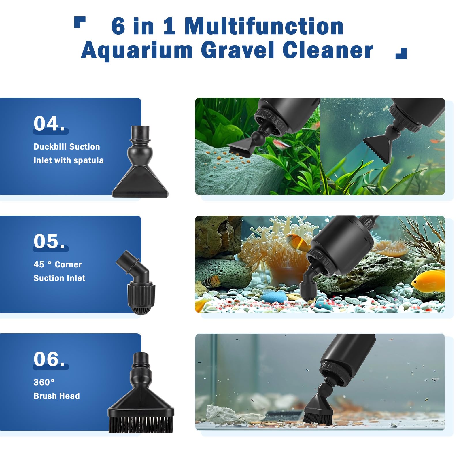 Foto 4 pulgar | Limpiador De Grava Para Acuarios Aqqa 6 En 1 Eléctrico, 20 W, 320 L/h, 110 V - Venta Internacional.