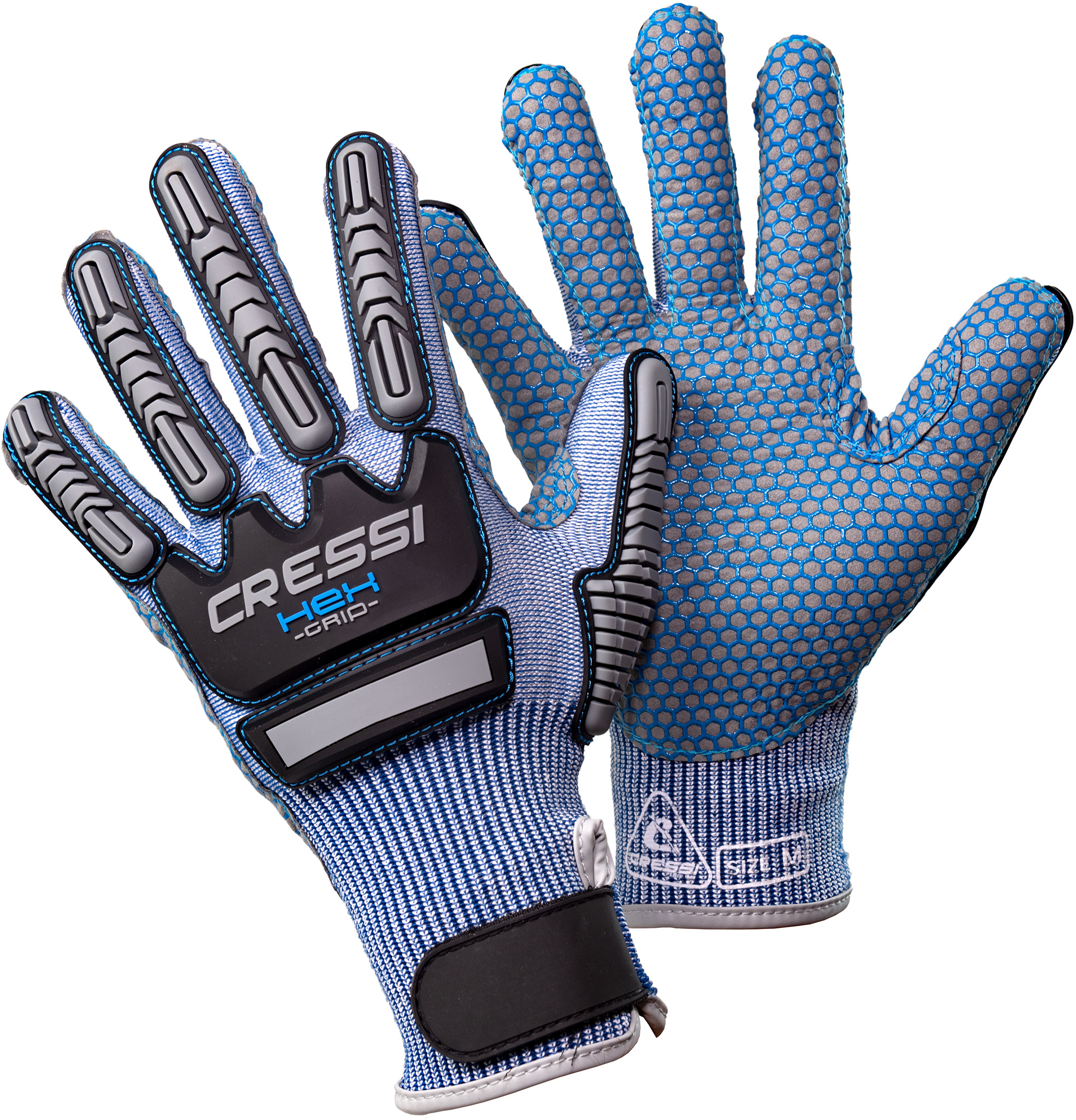 Foto 2 pulgar | Guantes Cressi Hex Grip Anticorte Para Buceo Y Pesca Submarina Azul