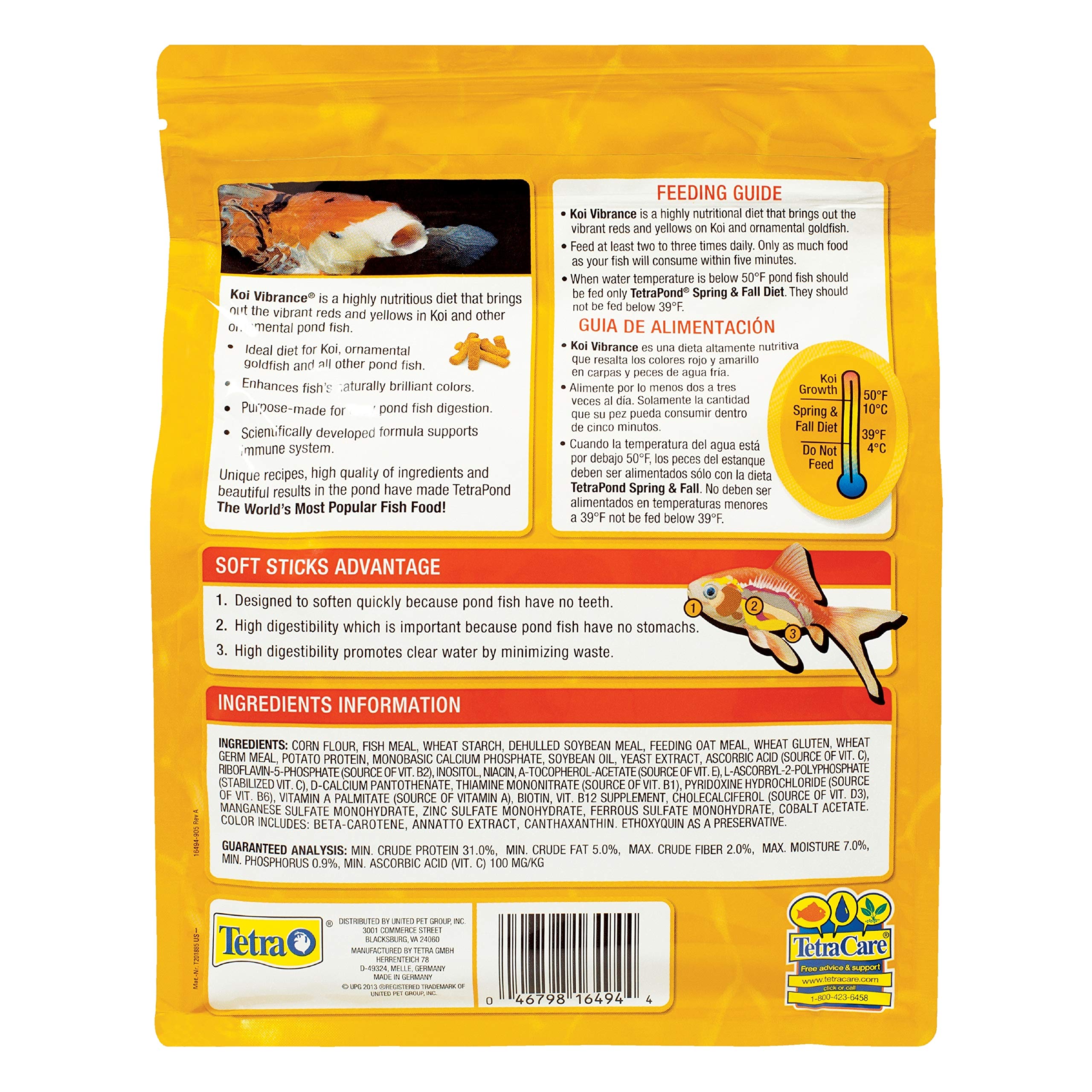 Foto 3 pulgar | Alimento Para Peces Tetrapond Koi Vibrance Soft Sticks 650 G - Venta Internacional.