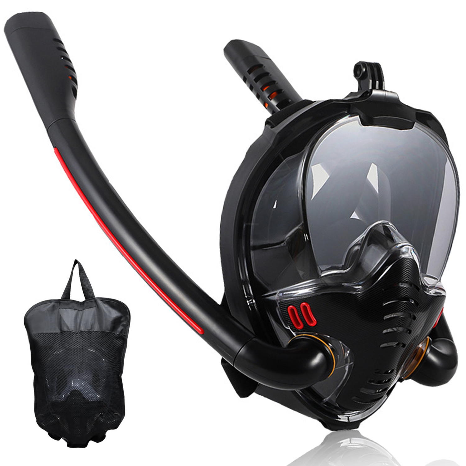 Foto 2 pulgar | Máscara Snorkel de Buceo de Cara Completa Doble Tubo Sangkee H100015 color Negro