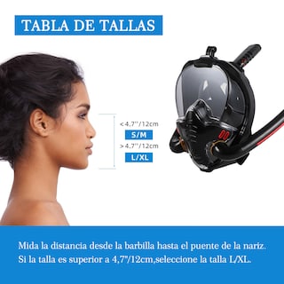 Foto 5 | Máscara Snorkel de Buceo de Cara Completa Doble Tubo Sangkee H100015 color Negro