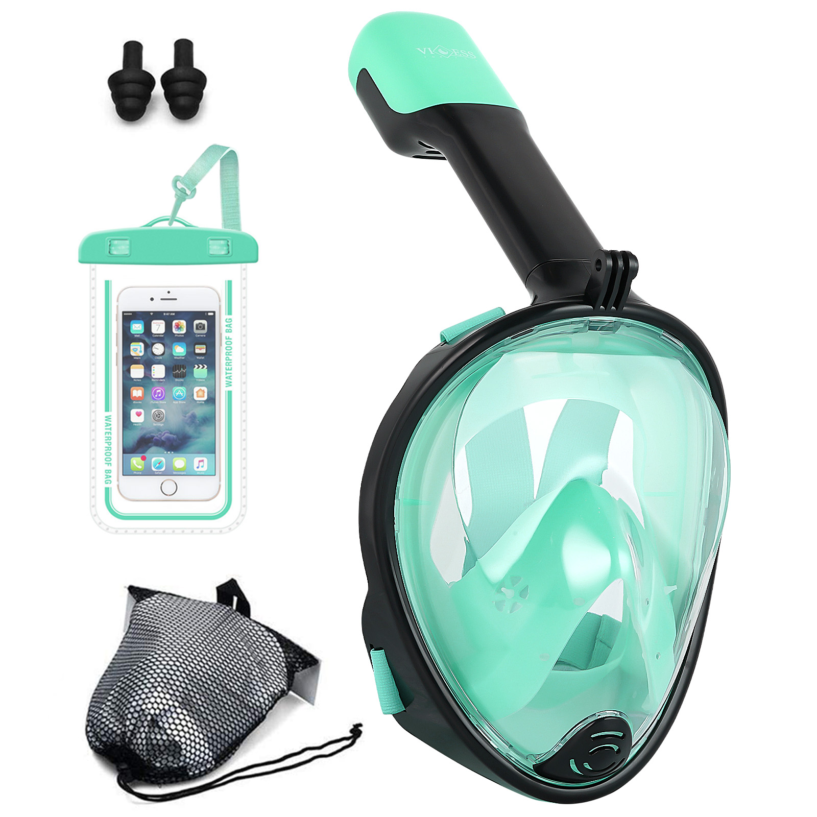 Foto 1 | Máscara de Buceo Generac Paquetes de Esnórquel, Mascarilla Pleno con Bolsa Impermeable, Color Verde Vista De 180°