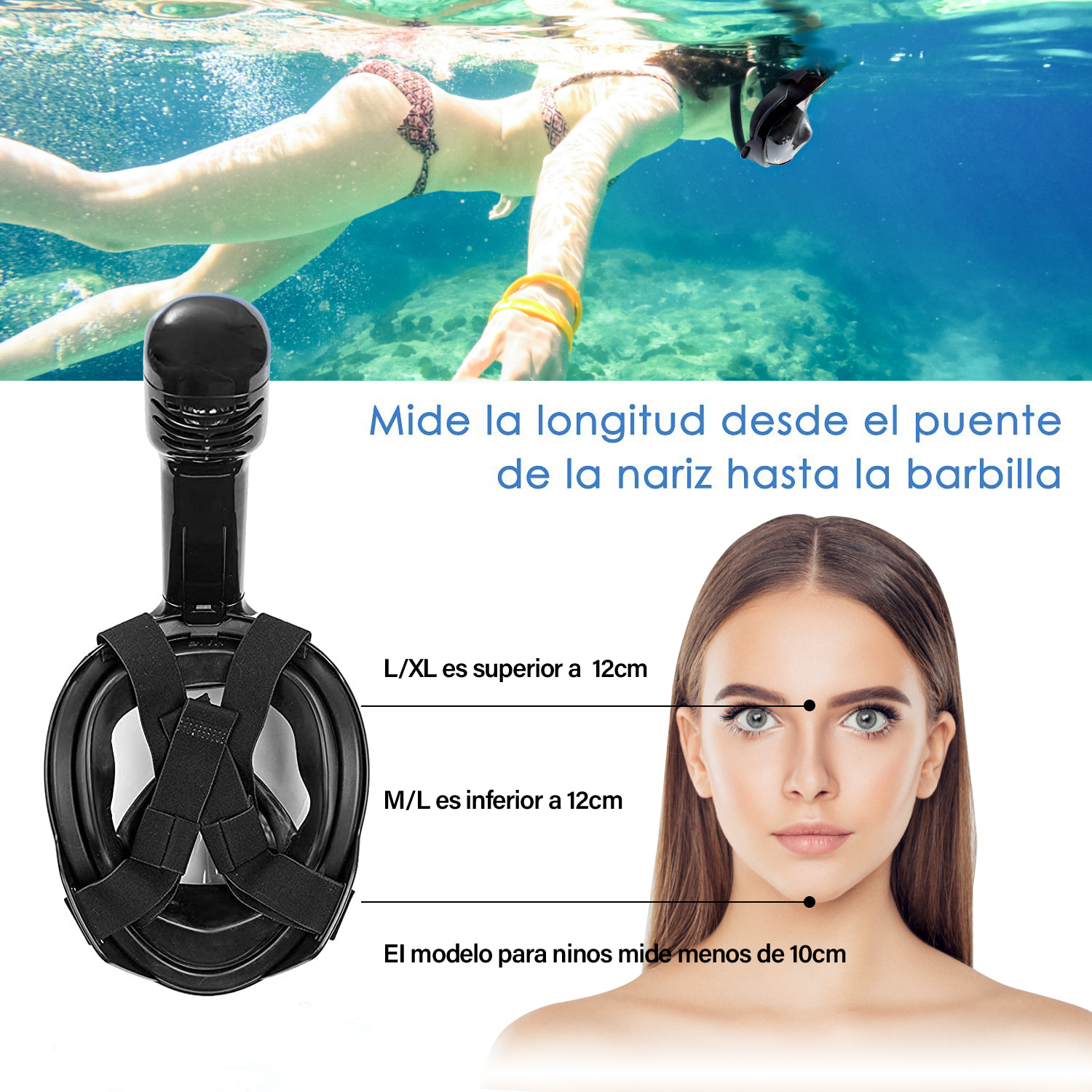 Foto 4 pulgar | Máscara Tubo Snorkel Cara Completa con Soporte en la Cámara Generac H100014-s/m color Negro