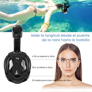 Foto 3 | Máscara Tubo Snorkel Cara Completa con Soporte en la Cámara Generac H100014-s/m color Negro