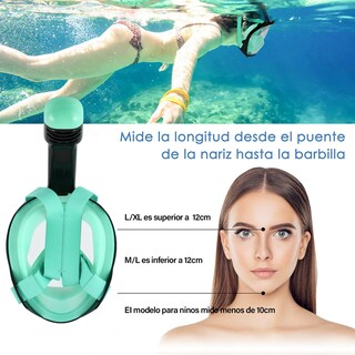 Foto 3 | Máscara de Buceo Generac Paquetes de Esnórquel, Mascarilla Pleno con Bolsa Impermeable, Color Verde Vista De 180° T