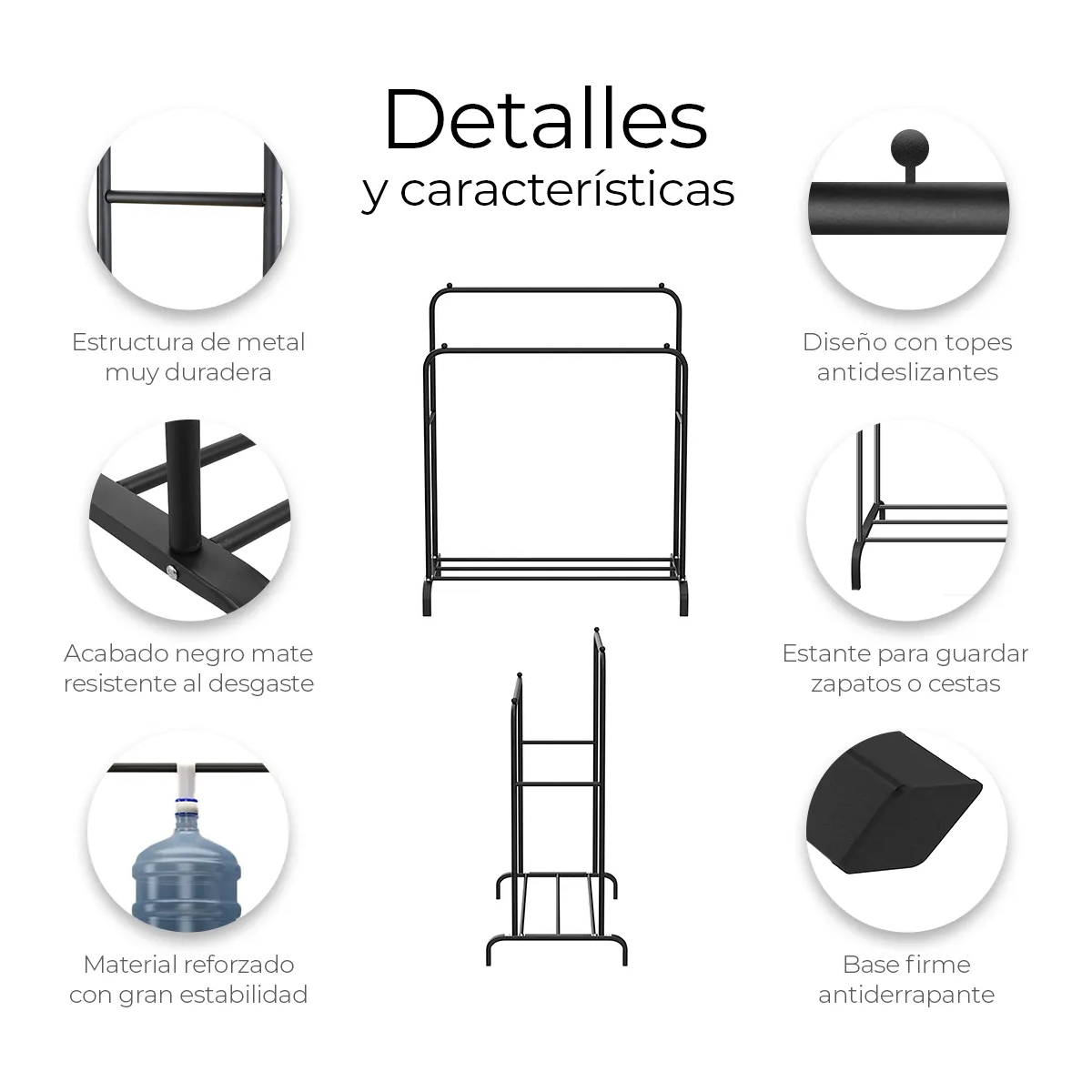 Foto 4 | Perchero Elegante Organizador De Ropa Closet Doble Armario Eo Safe Imports Esi-19464 Negro