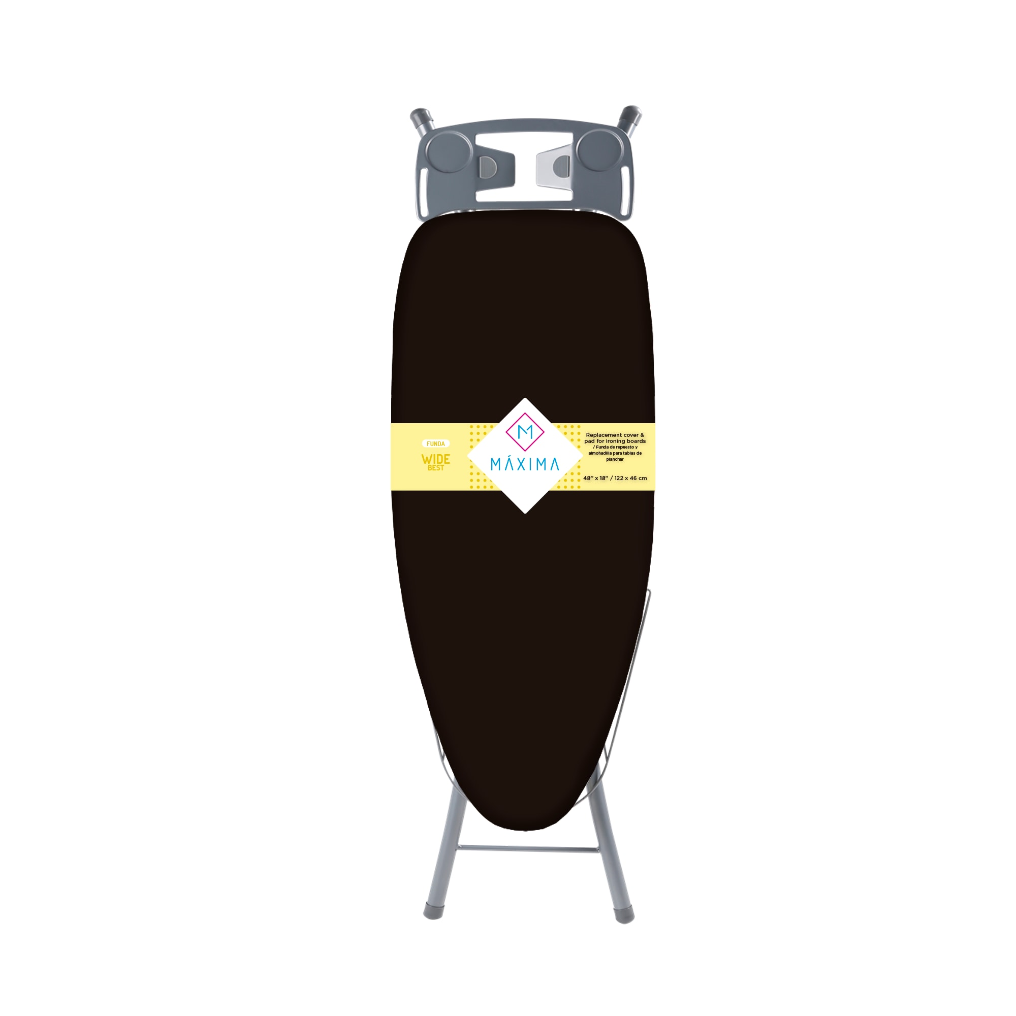 Funda Repuesto para Burro de Planchar Wide Negra 122 X 46 cm 100% Algodón + Teflón Máxima Hogar $439