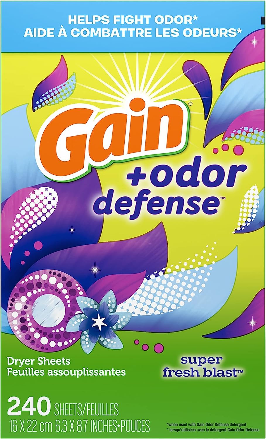 Foto 4 pulgar | Sábanas Para Secadora Gain + Odor Defense Super Fresh Blast, 240 Unidades - Venta Internacional.