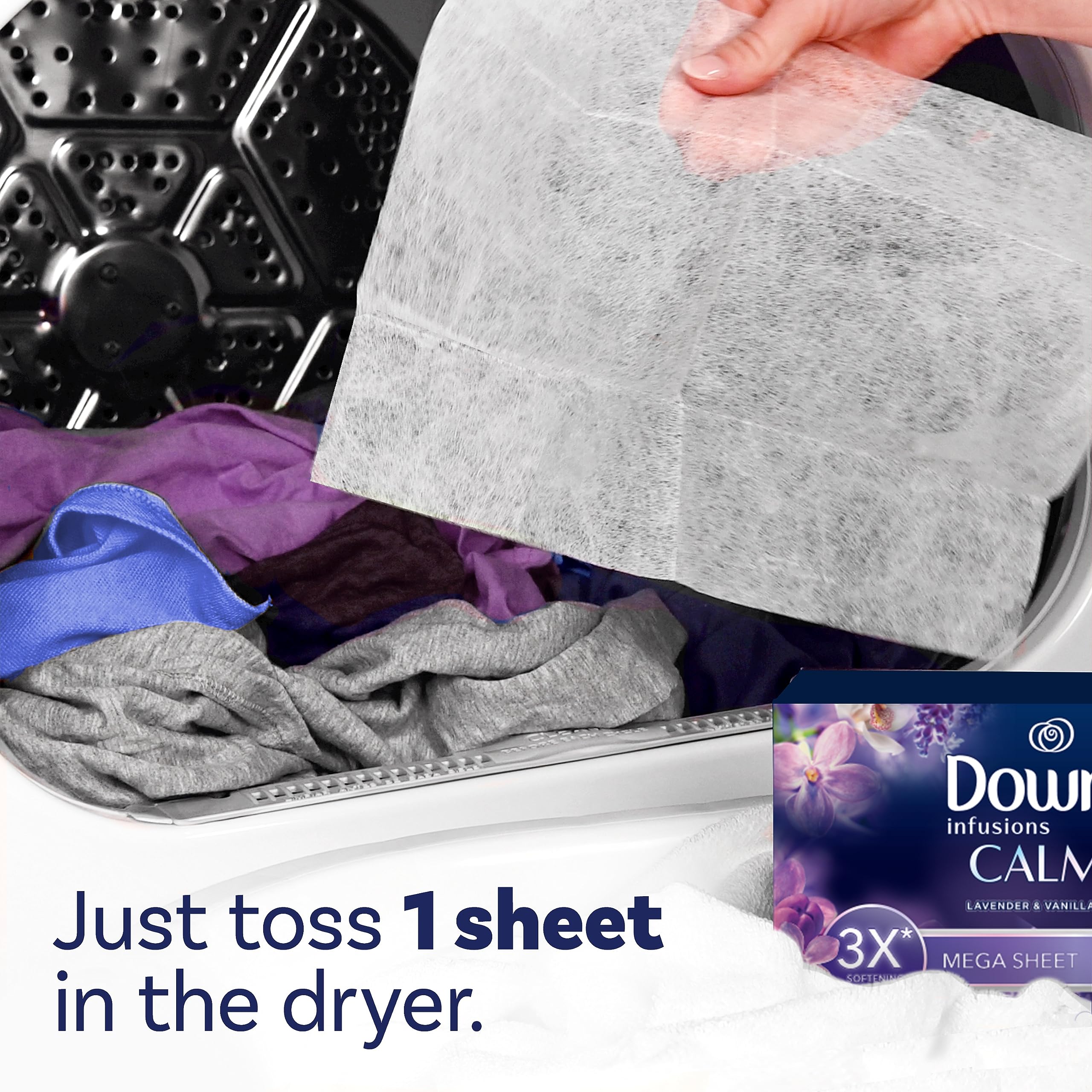 Foto 7 pulgar | Toallas Para Secadora Downy Infusions Mega Calm Lavender Vanilla, 130 Unidades - Venta Internacional.