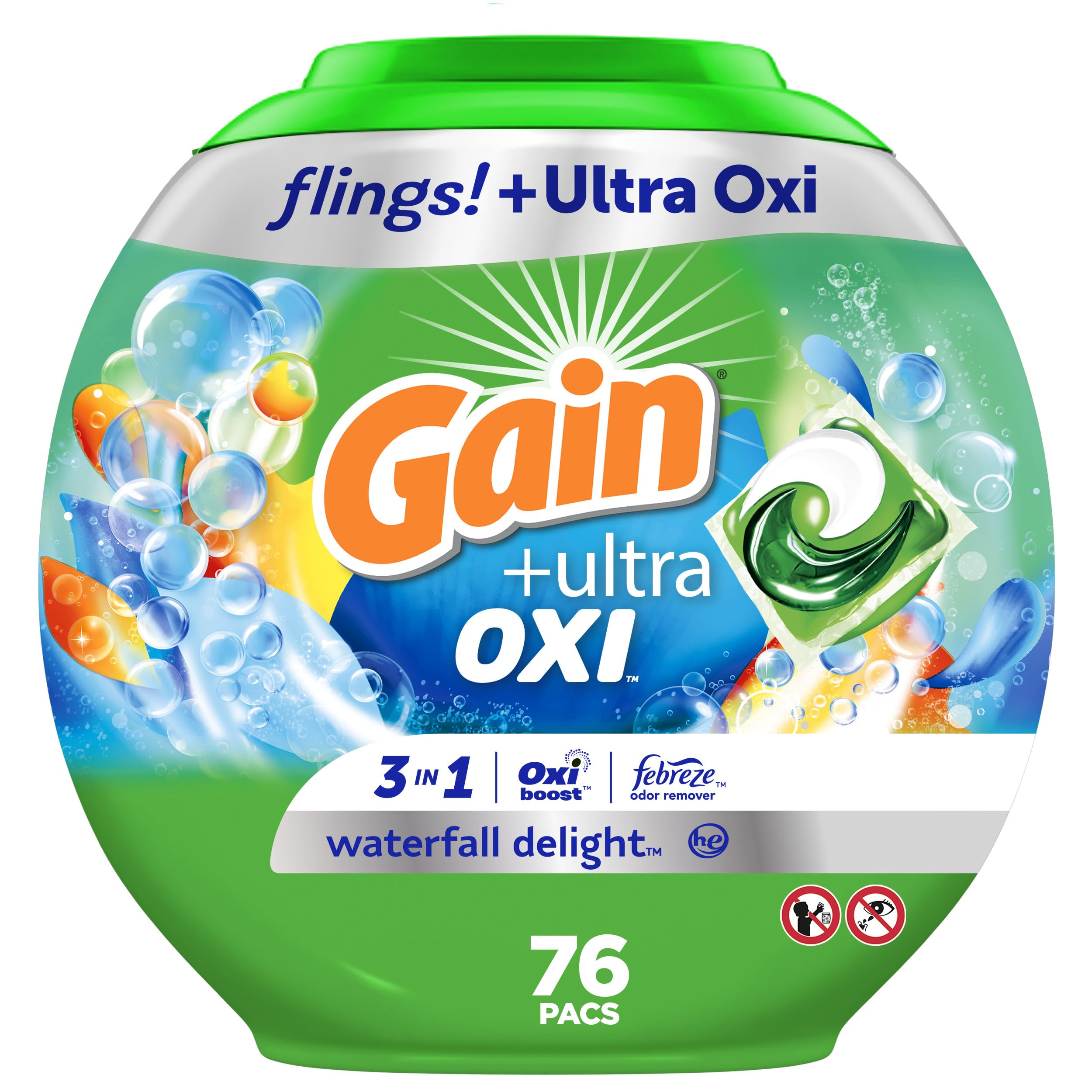 Detergente para Ropa Gain Flings Ultra Oxi 76 Paquetes-Venta Internacional