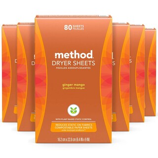 Foto 1 | Dryer Sheets Method, Compostables, Con Aroma A Jengibre Y Mango, 480 Hojas - Venta Internacional.