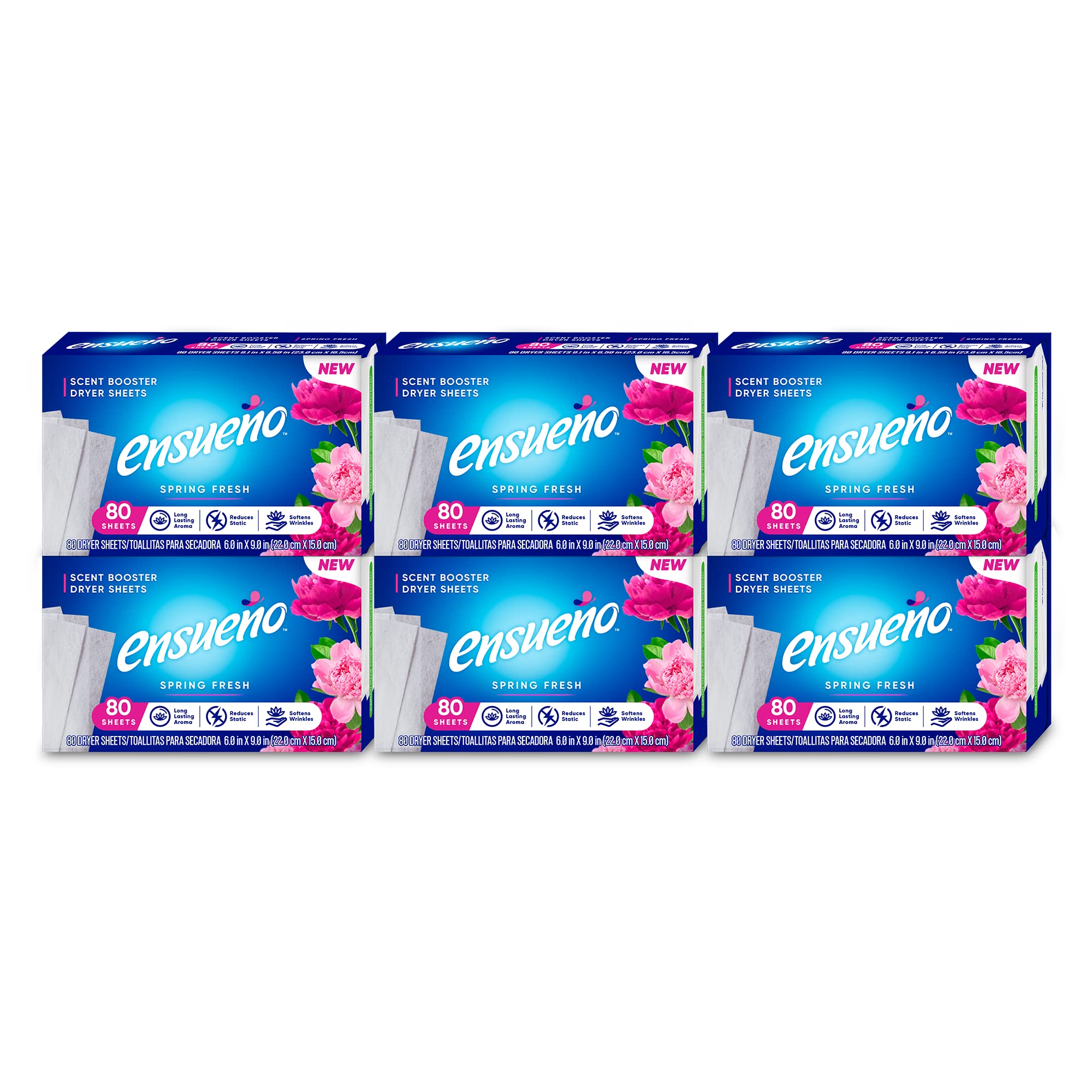 Sábanas Suavizantes Para Secadora Ensueño Spring Fresh Scent, 80 Unidades - Venta Internacional.