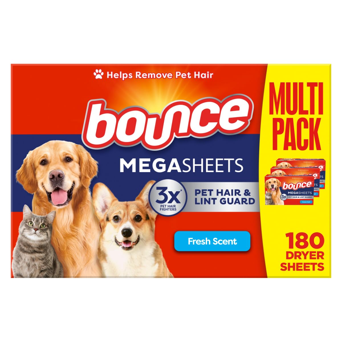 Foto 1 | Sábanas Secadoras Bounce Mega Para Pelo Y Pelusa De Mascotas, 180 Unidades - Venta Internacional.