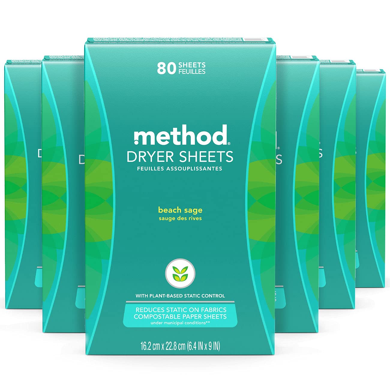 Suavizante De Tela Dryer Sheets Method Beach Sage, 80 Hojas X 6 - Venta Internacional.