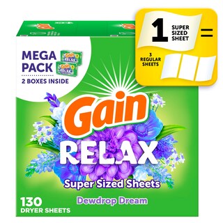 Foto 1 | Sábanas Para Secadora Gain Super Size Relax Scent, 130 Unidades - Venta Internacional.