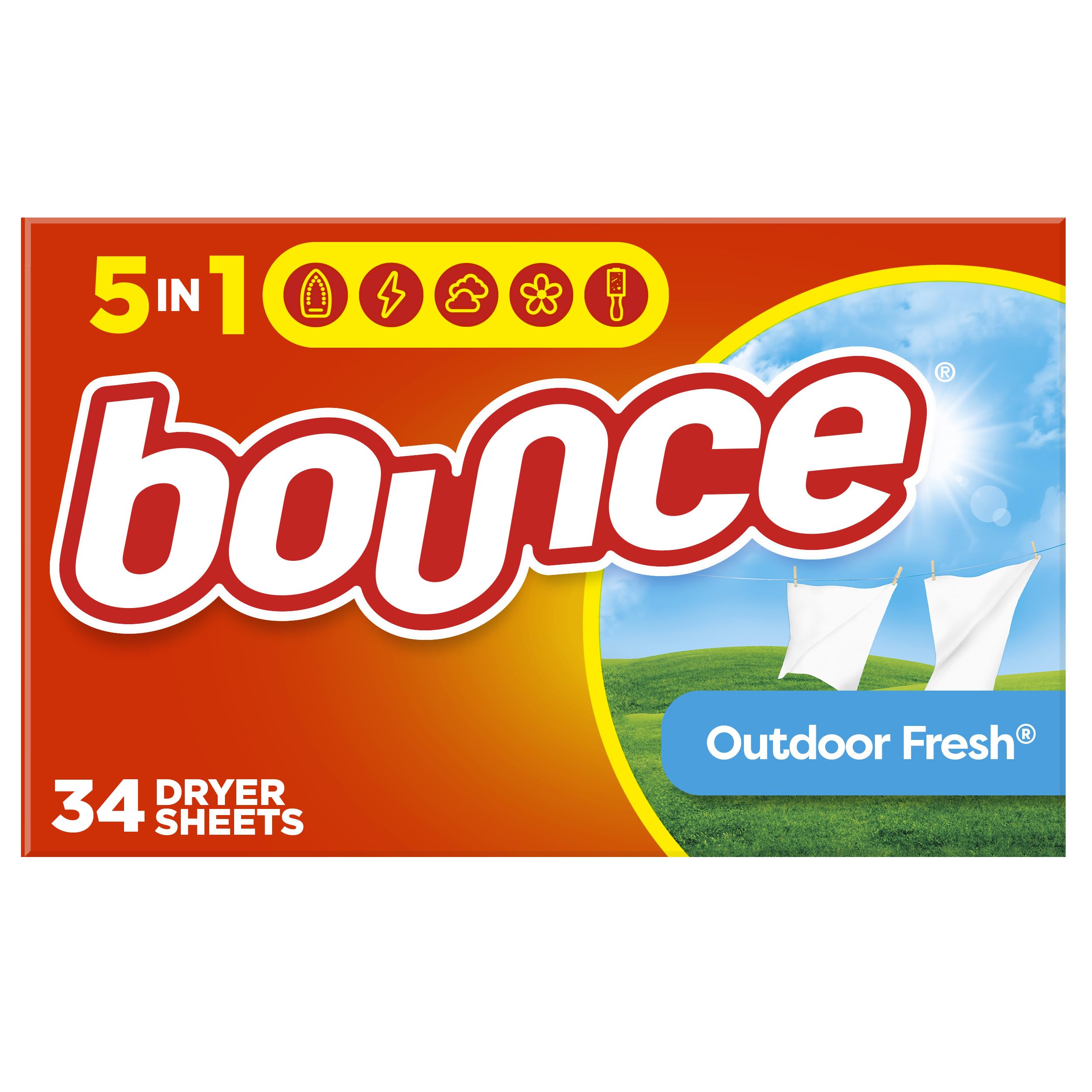 Sábanas Suavizantes Para Secadora Bounce Outdoor Fresh, 34 Unidades - Venta Internacional.