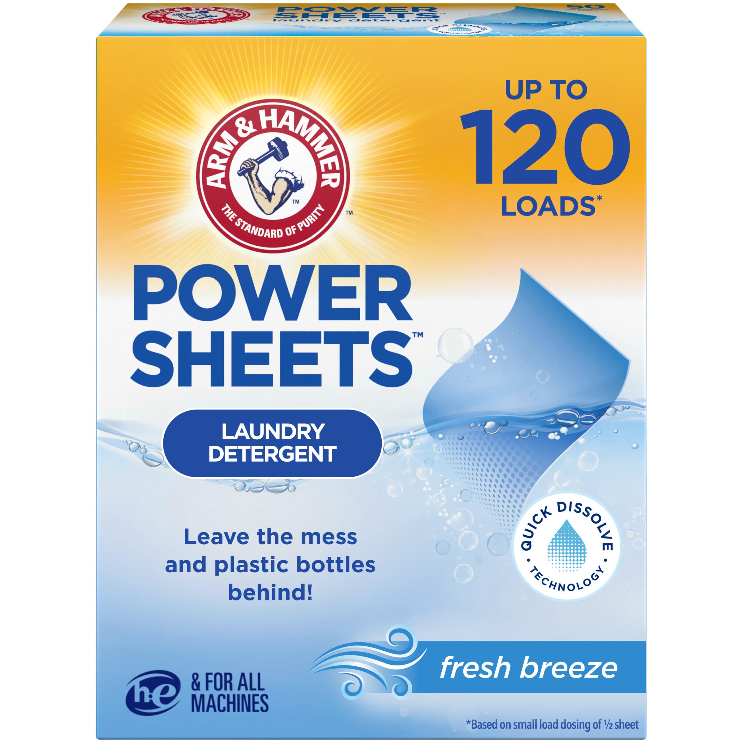 Foto 2 pulgar | Detergente Para Ropa Arm & Hammer Power Sheets Fresh Breeze  60 Unidades - Venta Internacional.