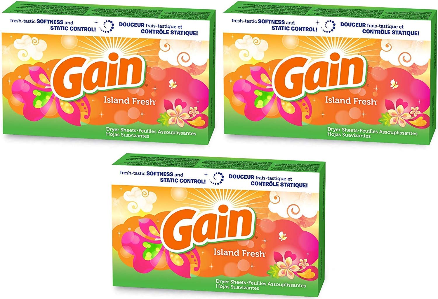 Foto 2 pulgar | Sábanas Para Secadora Gain Island Fresh Scent  34 Láminas Por Caja  Paquete De 3 - Venta Internacional.
