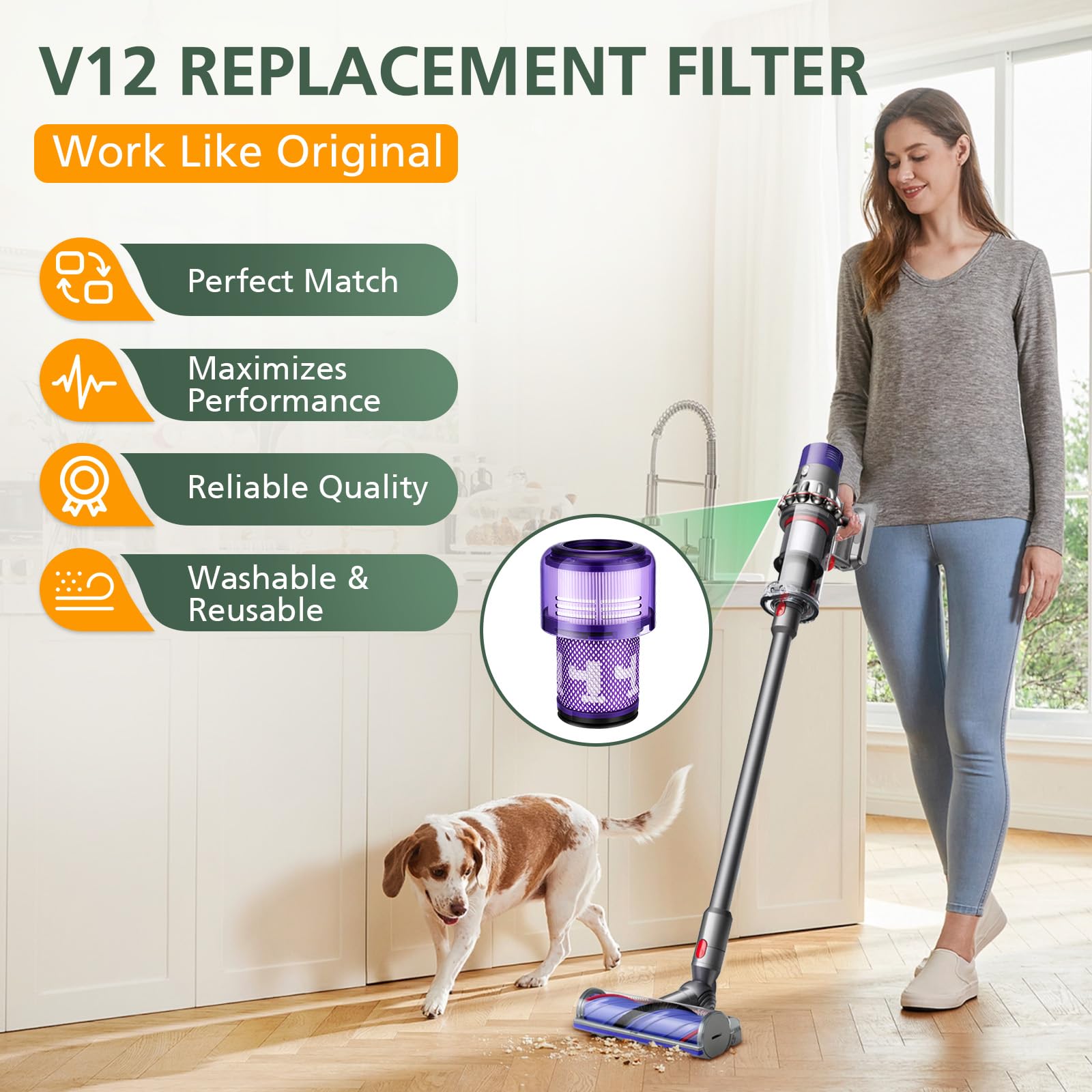 Foto 8 pulgar | Repuestos De Filtro Para Aspiradora Dyson V12 Detect Slim, Paquete De 4 - Venta Internacional.