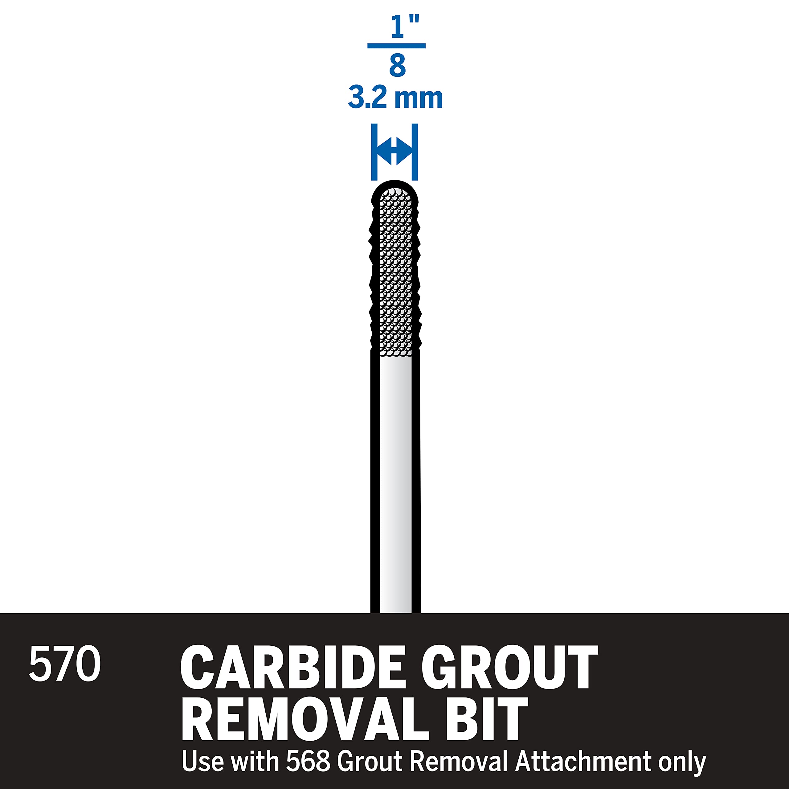 Foto 2 | Broca De Eliminación De Lechada Dremel 570 Carbide 3,2 Mm - Venta Internacional.
