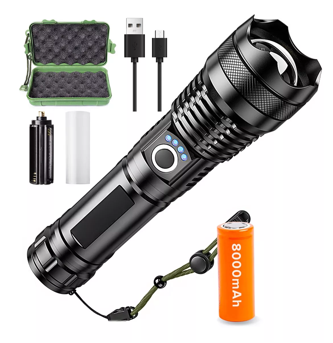 Foto 2 | Lámpara Táctica Led 4000lm Usb Recargable 8000mah T50 Negro