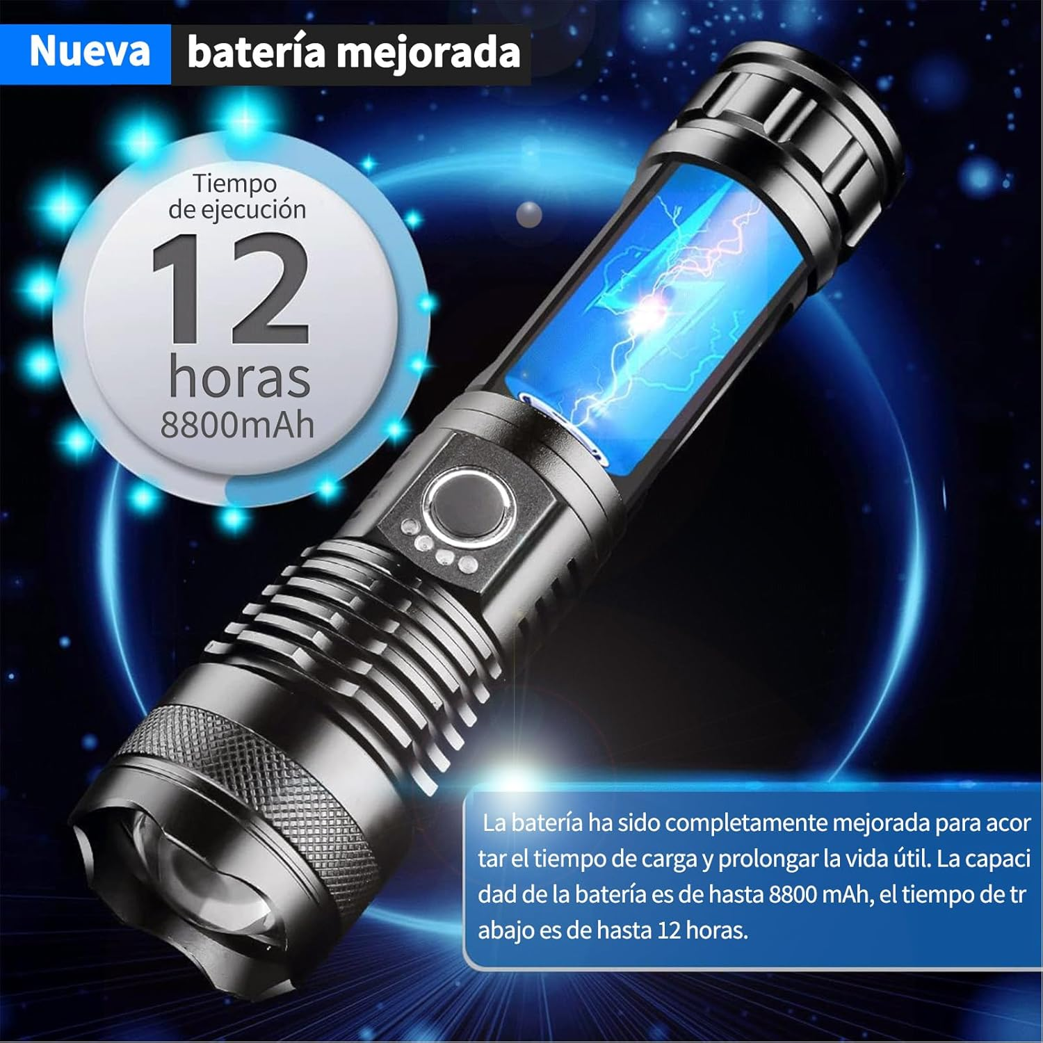 Foto 6 pulgar | Lámpara Táctica Lab.g Led 4000lm Usb Recargable 8000mah T50 Negro