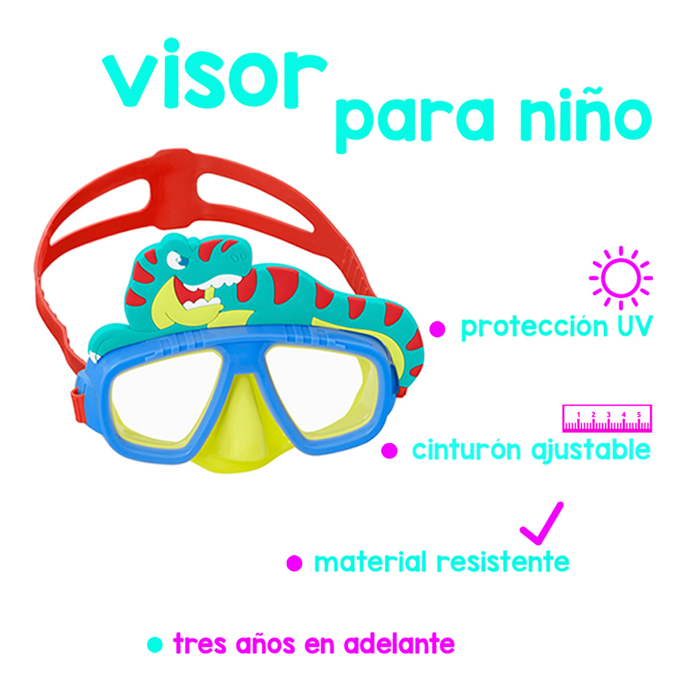 Foto 3 pulgar | Máscara Para Niño De Buceo Snorkel De Animalitos Mayoreo 3 Pz Plástico De Alta Resistencia