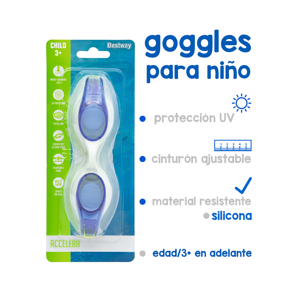 Foto 3 pulgar | Kit de Goggles Infantiles Bestway 21062-3 Hydroswim Multicolor para Natación