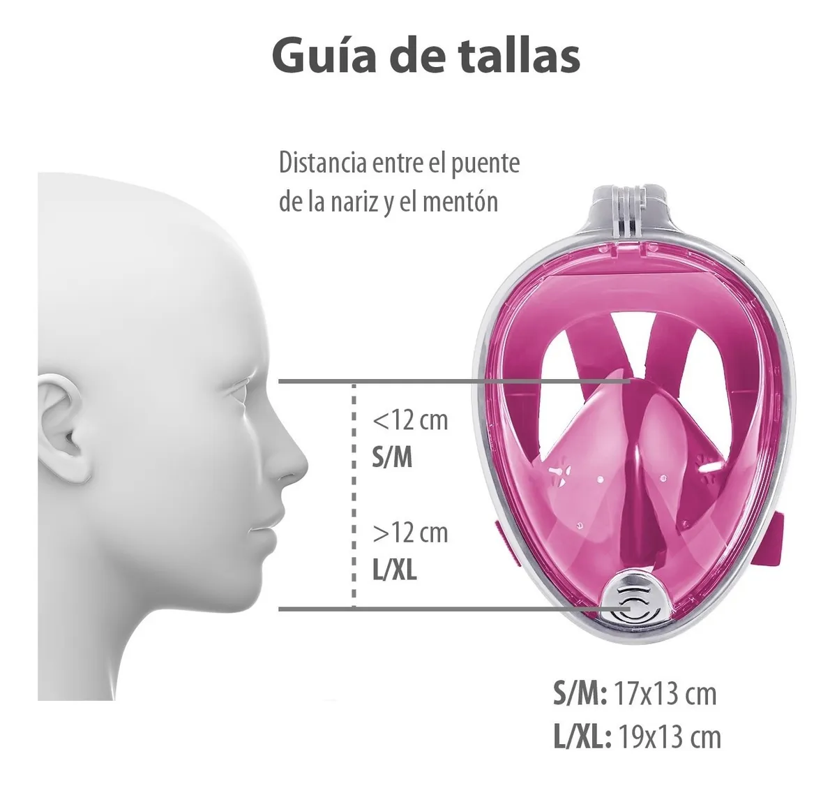 Foto 3 pulgar | Máscara de Snorkel Gafas 180 grados color Rosa L/xl