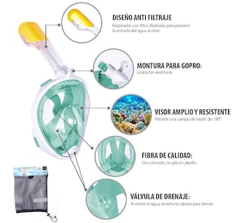 Foto 2 | Máscara de Snorkel Gafas 180 grados color Verde L/xl