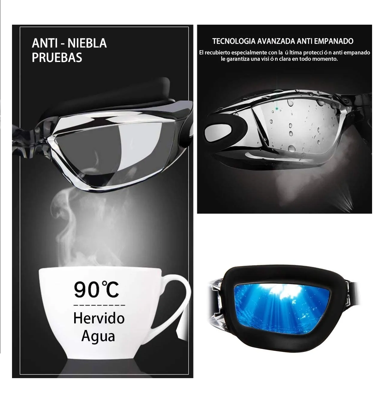Foto 3 pulgar | Kit de Natación Googles Gorra Tapones Auditivos y Clip de Nariz