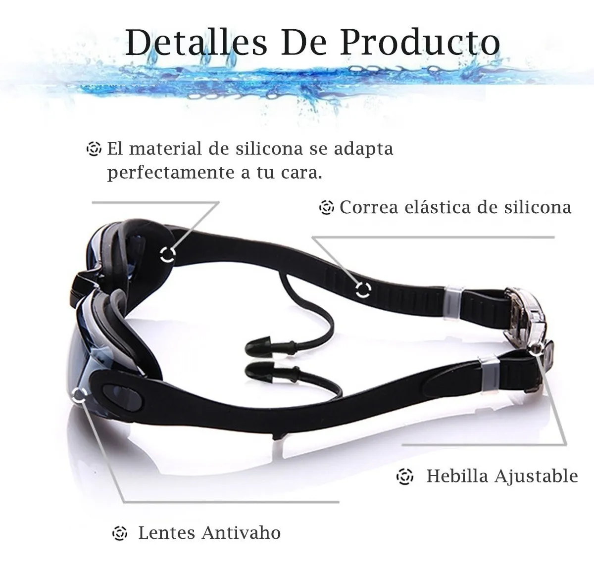 Foto 3 pulgar | Kit de Gafas de Natación 5 en 1 Protección Uv y Recubrimiento Malubero color Negro