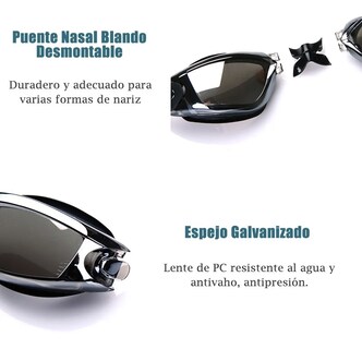 Foto 3 | Kit de Gafas de Natación 5 en 1 Protección Uv y Recubrimiento Malubero color Negro