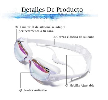 Foto 2 | Gafas De Natación Malubero 3 en 1 Protección UV y Recubrimiento Color Blanco