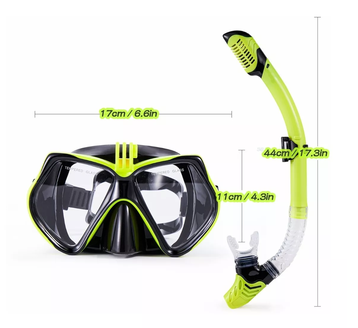 Foto 3 pulgar | Snorkel y Gafas para Buceo Belug Anti Niebla color Verde