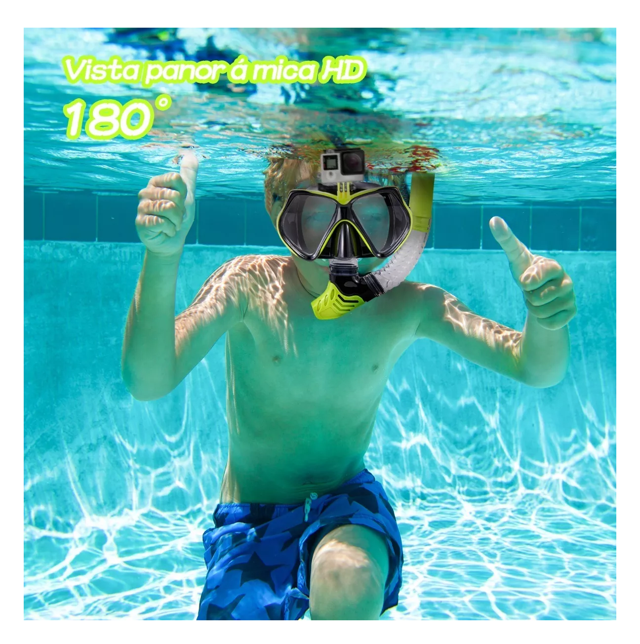 Foto 4 pulgar | Snorkel y Gafas para Buceo Belug Anti Niebla color Verde
