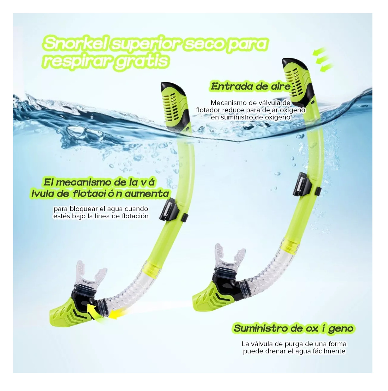 Foto 6 pulgar | Snorkel y Gafas para Buceo Belug Anti Niebla color Verde