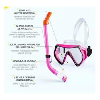 Foto 3 | Gafas Anti Niebla BELUG Máscara de Buceo color Rosa