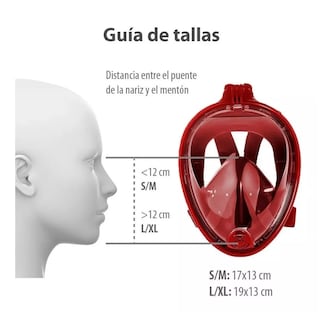 Foto 4 | Mascara Snorkel 180º Belug Rango De Visión Lentes Antiniebla color Rojo