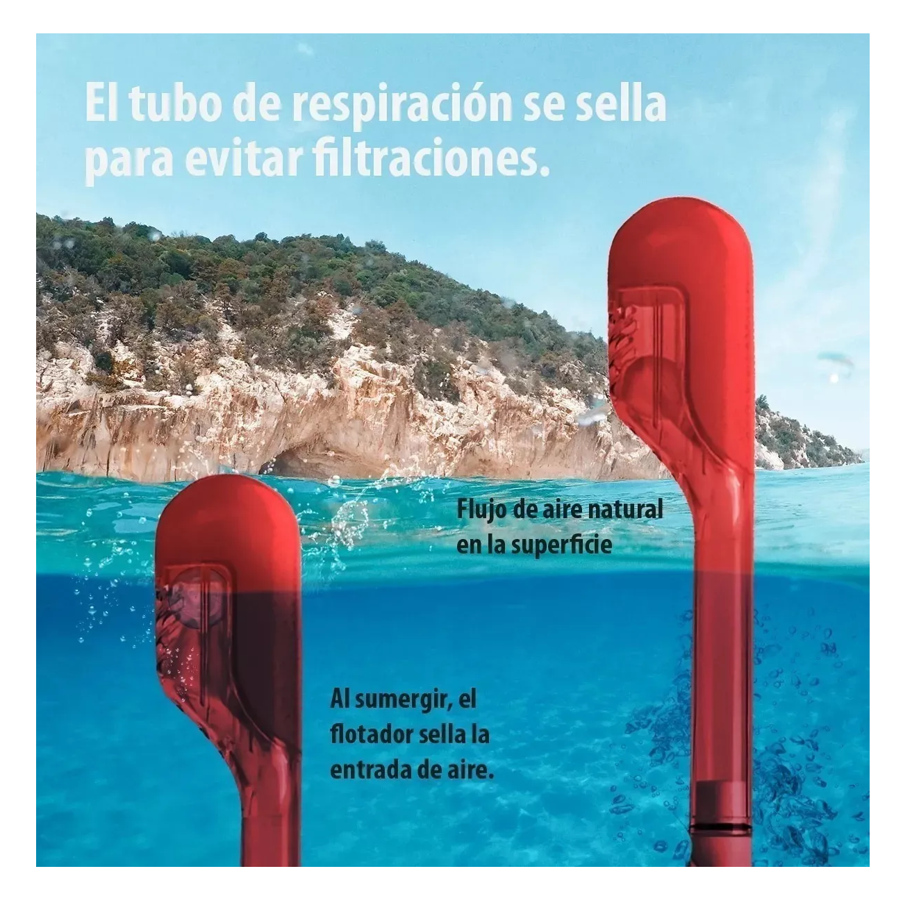 Foto 6 pulgar | Mascara Snorkel 180º Belug Rango De Visión Lentes Antiniebla color Rojo