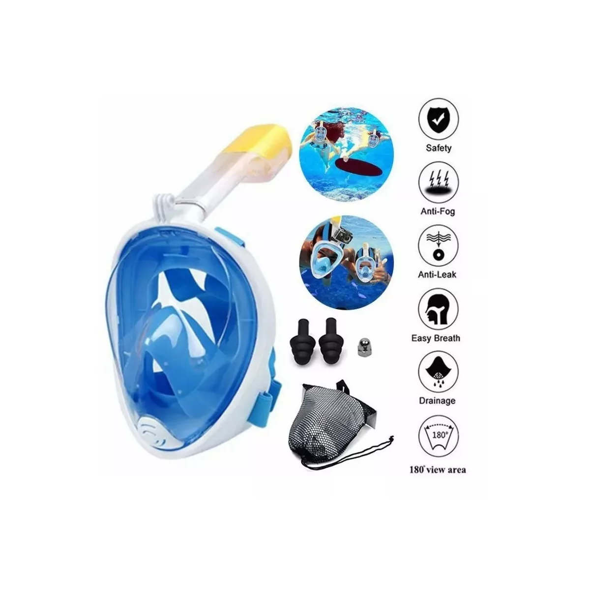 Foto 2 | Mascara Snorkel 180º Rango de Visión Lentes Antiniebla Eo Safe Imports Esi-8478 color Azul