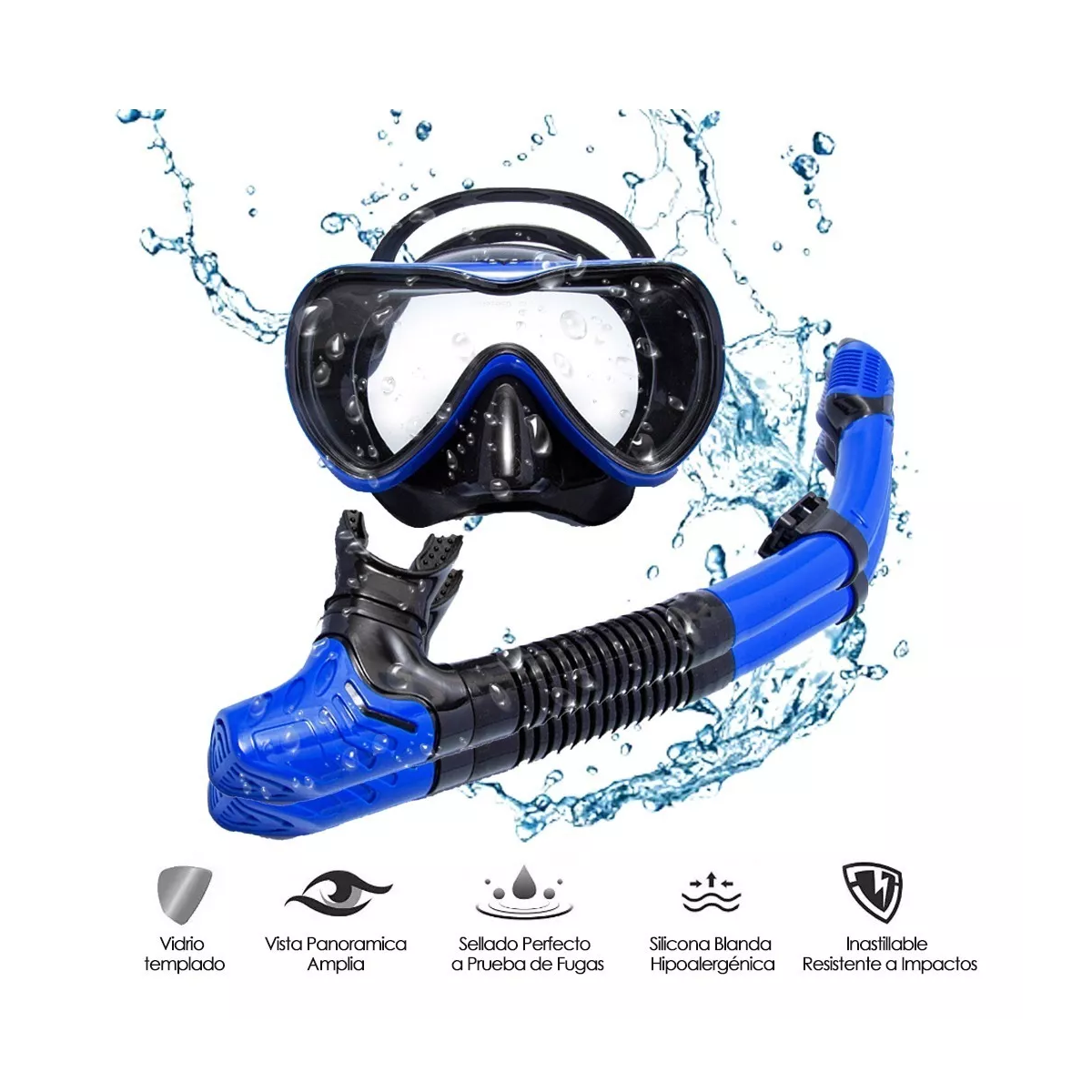 Foto 2 | Mascara de Snorkel Visores Buceo 180º Lentes Anti Niebla Eo Safe Imports Esi-8480 color Negro