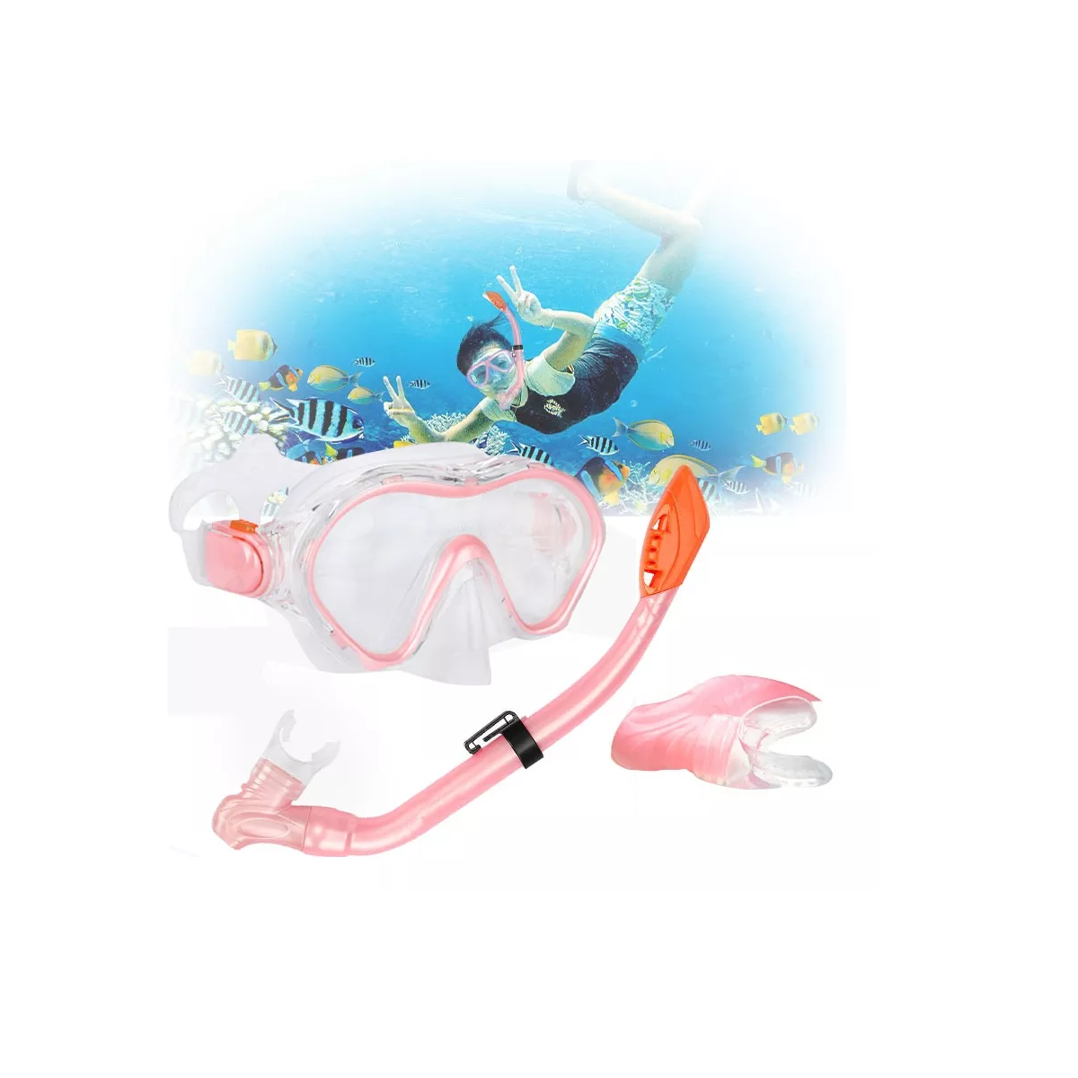 Foto 3 pulgar | Gafas Anti Niebla y Snorkel Infantil Eo Safe Imports Esi-11185 Rosa
