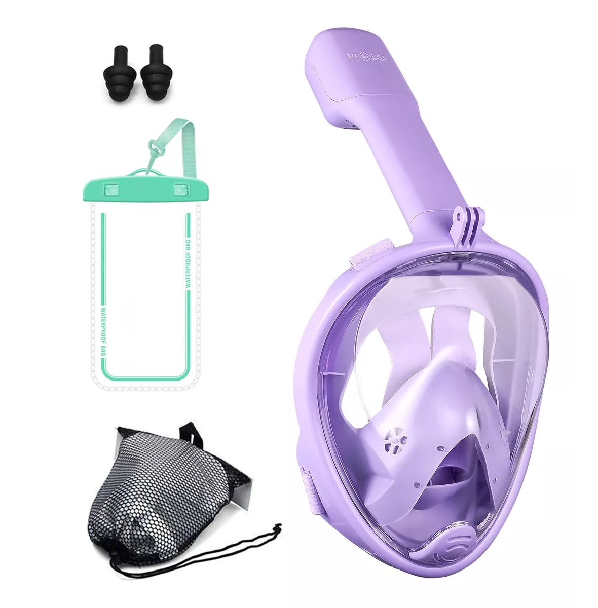Máscara De Snorkel Con Bolsa Impermeable Morado Talla L/xl $739