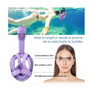 Foto 3 | Máscara De Snorkel Con Bolsa Impermeable Morado Talla L/xl